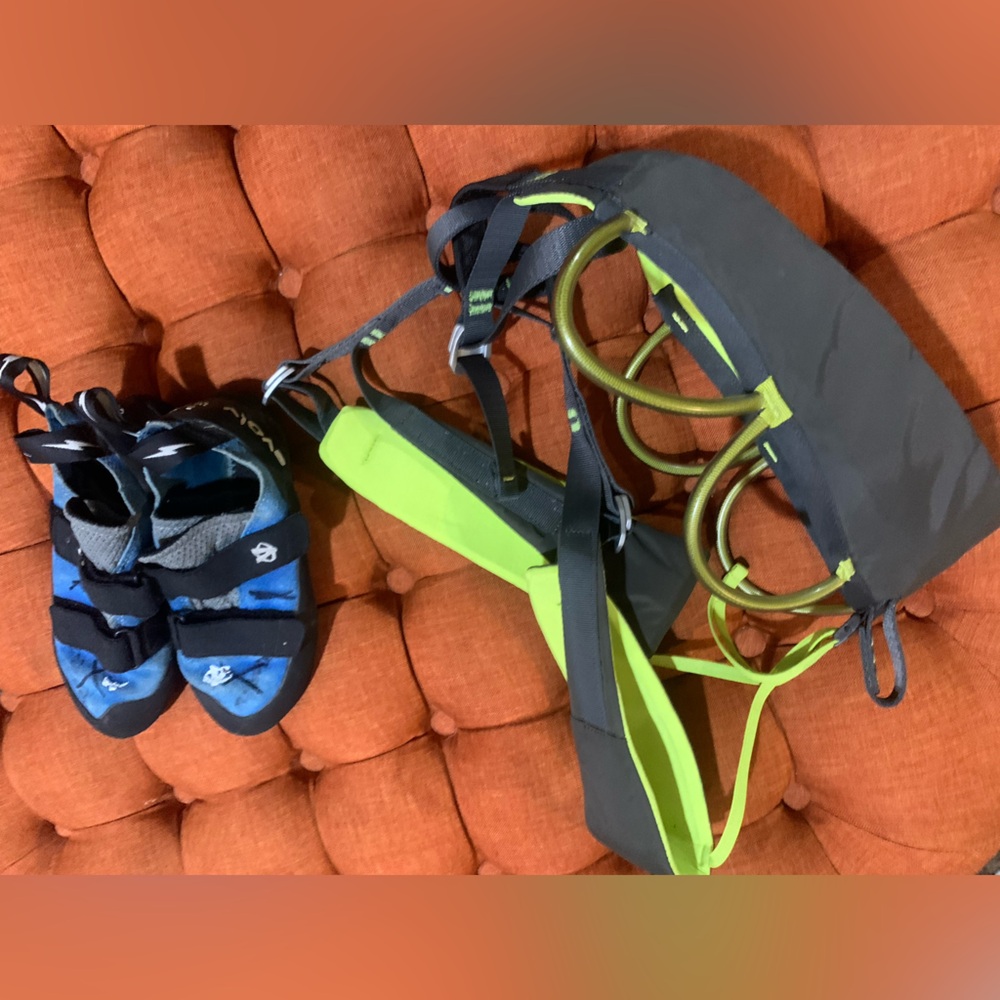 Climbing harness and shoes